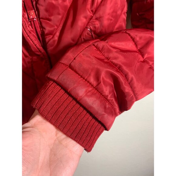 RARE Armani Exchange Quilted Coat Jacket w Patches Red Winter Womens Size Medium - Picture 7 of 9